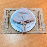 Jogo 4 Lugar Americano Bege De Poliester E Linho Natural Para Mesa 45x30cm Lyor - 5