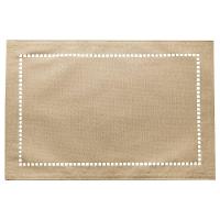 Jogo 4 Lugar Americano Bege De Poliester E Linho Natural Para Mesa 45x30cm Lyor - 7