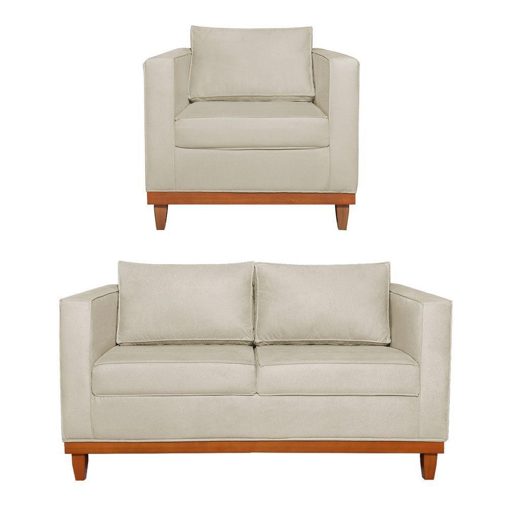 Kit Sofa 2 Lugares E Poltrona Europa Bouclé Adj Decor Bege - 1