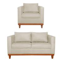 Kit Sofa 2 Lugares E Poltrona Europa Bouclé Adj Decor Bege - 1