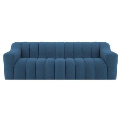 Sofá 2 Lugares Luxo Recepção Escritorio Sala Elegance 200cm Linho Azul Royal