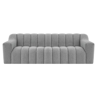 Sofá 2 Lugares Luxo Recepção Escritorio Sala Elegance 200cm Bouclé Cinza