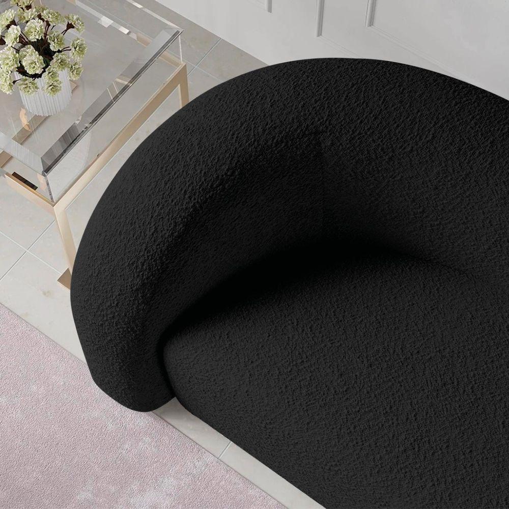 Sofá Curvo 3 Lugares Organico Sala Recepção Coréia 180cm Linho Preto - 3