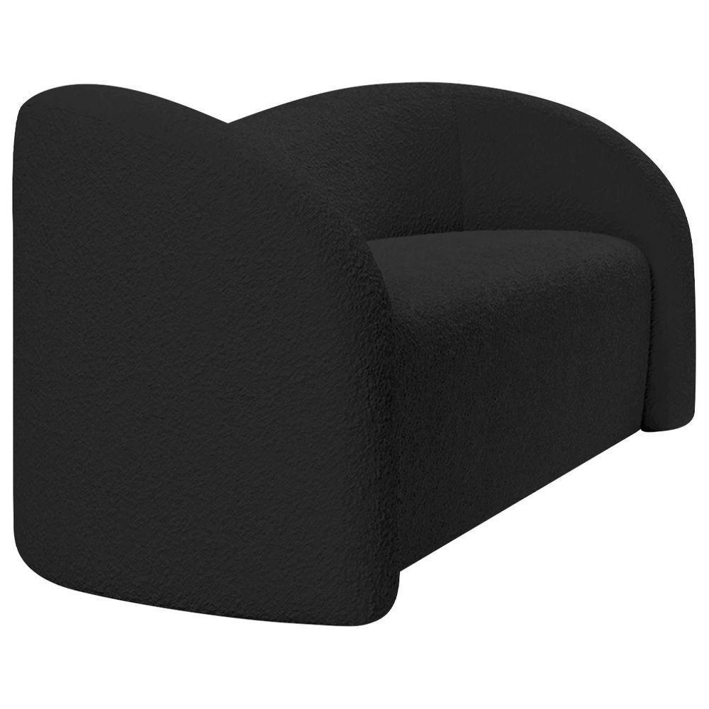 Sofá Curvo 3 Lugares Organico Sala Recepção Coréia 180cm Linho Preto - 4