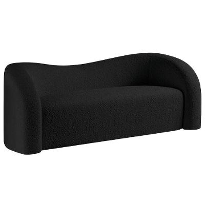 Sofá Curvo 3 Lugares Organico Sala Recepção Coréia 180cm Linho Preto