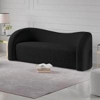 Sofá Curvo 3 Lugares Organico Sala Recepção Coréia 180cm Linho Preto - 7