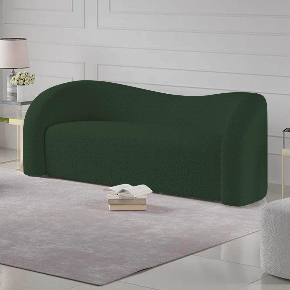Sofá Curvo 3 Lugares Organico Sala Recepção Coréia 180cm Linho Verde - 7