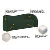 Sofá Curvo 3 Lugares Organico Sala Recepção Coréia 180cm Linho Verde - 8