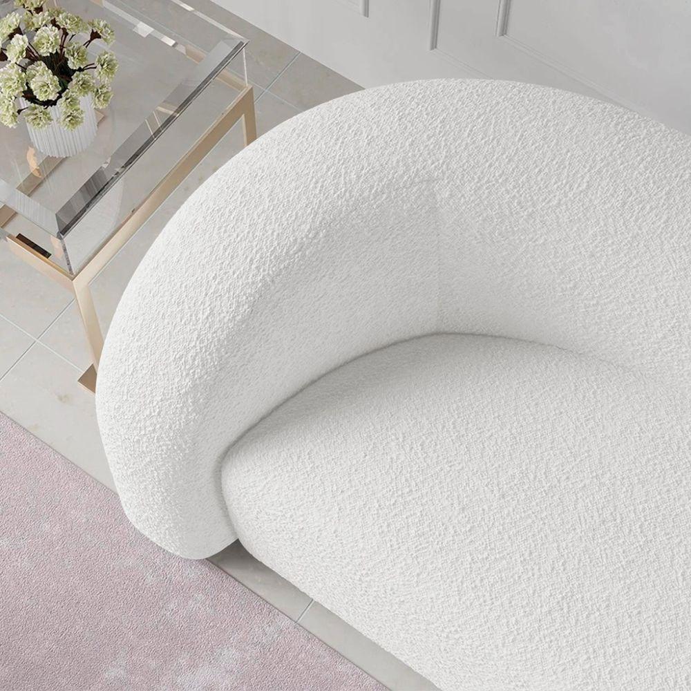 Sofá Curvo 3 Lugares Orgânico Sala Recepção Coréia 200cm Bouclé Branco - 2