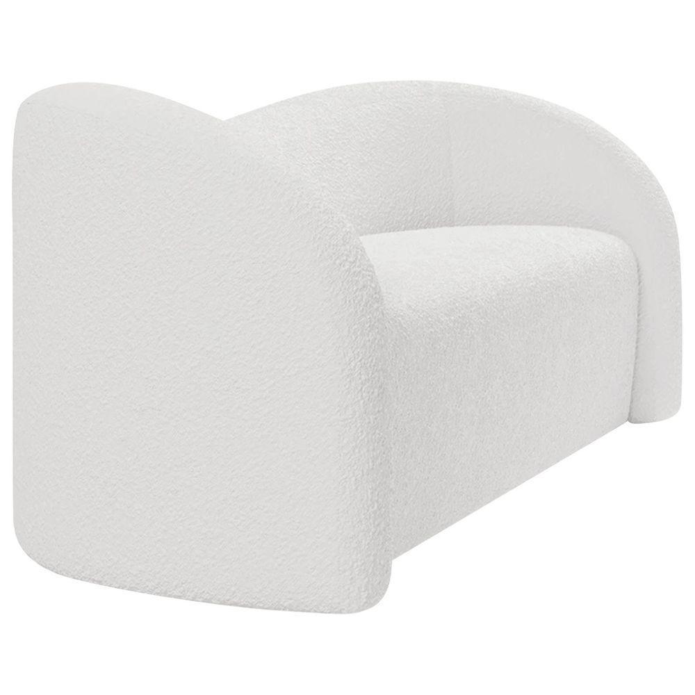 Sofá Curvo 3 Lugares Orgânico Sala Recepção Coréia 200cm Bouclé Branco - 5