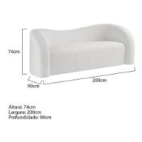 Sofá Curvo 3 Lugares Orgânico Sala Recepção Coréia 200cm Bouclé Branco - 7