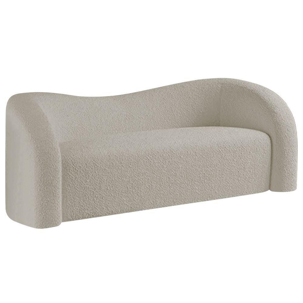 Sofá Curvo 3 Lugares Organico Sala Recepção Coréia 180cm Linho Bege - 1