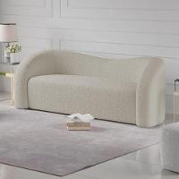 Sofá Curvo 3 Lugares Organico Sala Recepção Coréia 180cm Linho Bege - 3