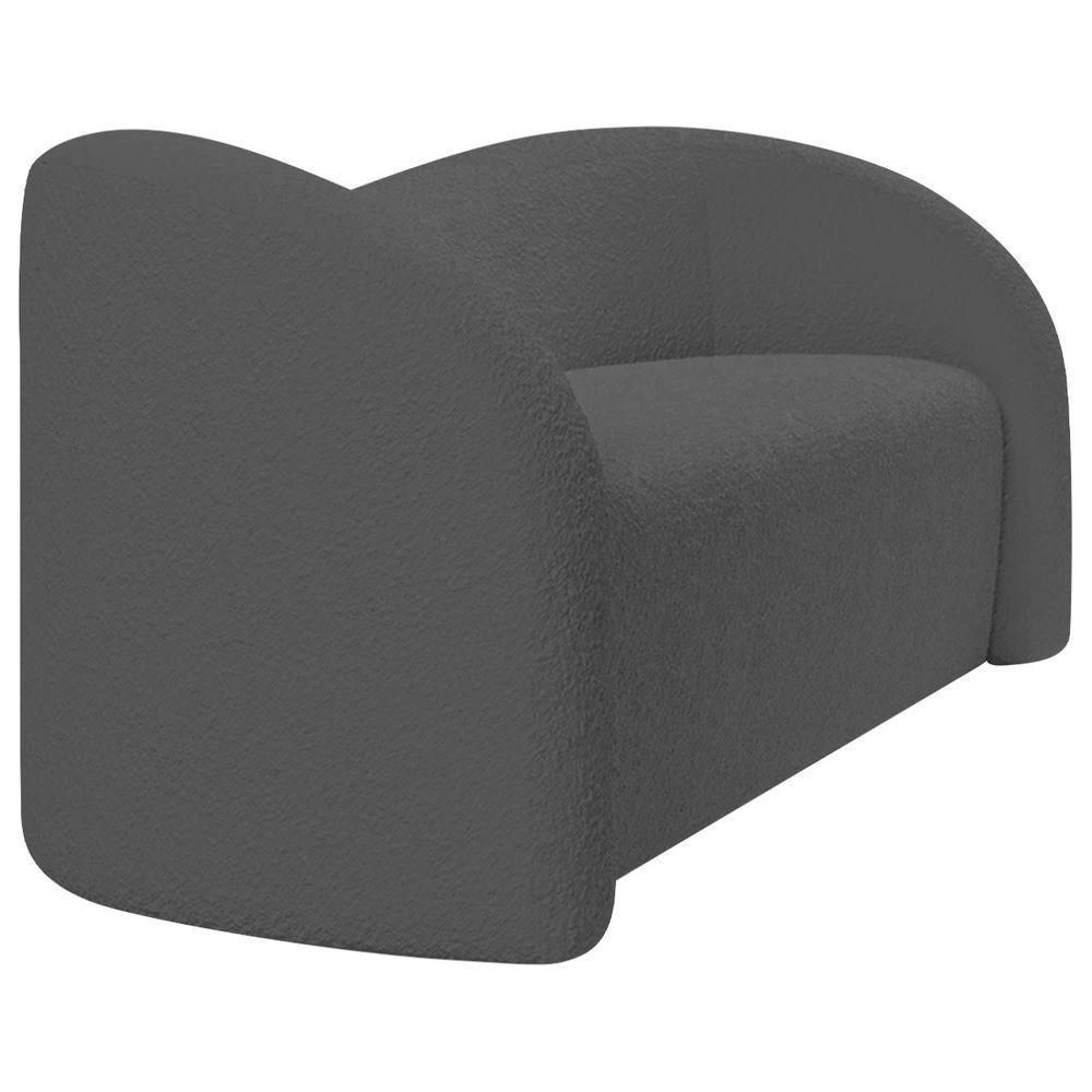 Sofá Curvo 3 Lugares Organico Sala Recepção Coréia 180cm Linho Cinza - 2