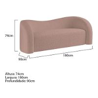 Sofá Curvo 3 Lugares Organico Sala Recepção Coréia 180cm Linho Rosê - 6