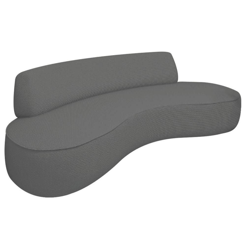 Sofá Curvo 2 Lugares Orgânico Recepção Sala Amsterdã 120cm Linho Adj Decor Cinza - 1