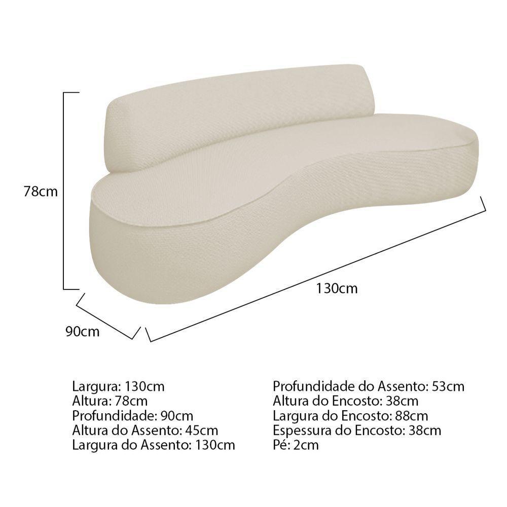 Sofá Curvo 2 Lugares Orgânico Recepção Sala Amsterdã 130cm Bouclé Adj Decor Bege - 4