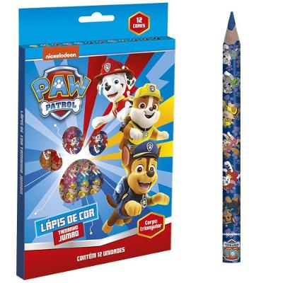 Lápis De Cor Infantil Jumbo Patrulha Canina 12 Cores - Tris