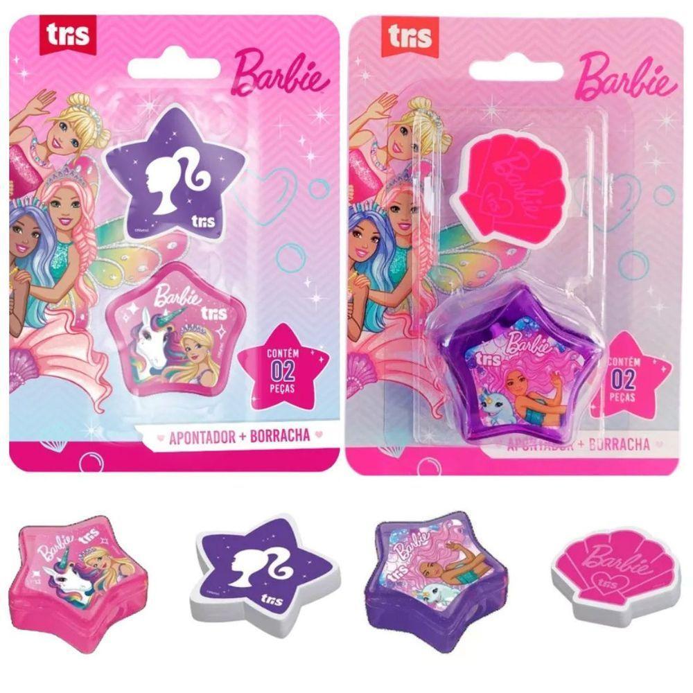 Kit Escolar Apontador Com Depósito + Borracha Barbie - Tris - 1