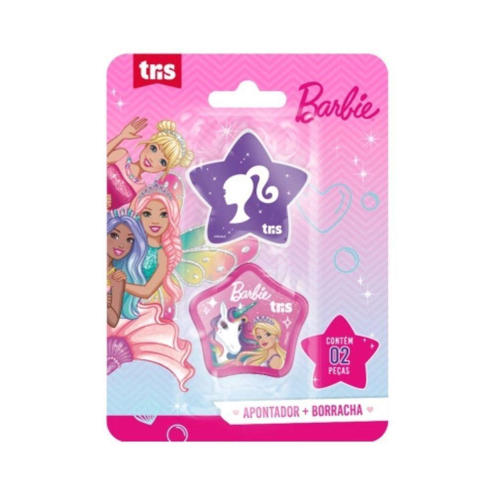 Kit Escolar Apontador Com Depósito + Borracha Barbie - Tris - 6