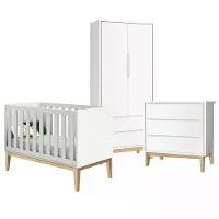 Quarto Infantil Classic 2 Portas Branco Fosco Com Pés Madeira Natural Reller Móveis - 1