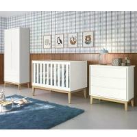 Quarto Infantil Classic 2 Portas Branco Fosco Com Pés Madeira Natural Reller Móveis - 6