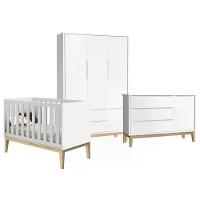 Quarto Infantil Classic 3 Portas Branco Fosco Com Pés Madeira Natural Reller Móveis - 1