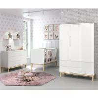 Quarto Infantil Classic 3 Portas Branco Fosco Com Pés Madeira Natural Reller Móveis - 7