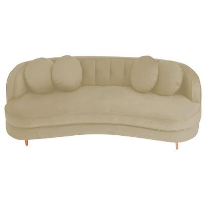 Sofá Curvo 3 Lugares Orgânico Sala Recepção Luxo Panamá 200cm Suede Bege