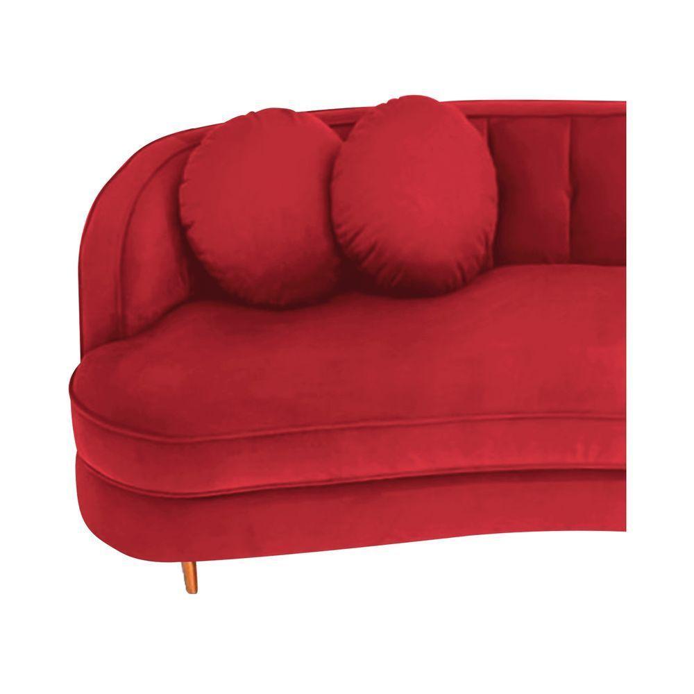Sofá Curvo 3 Lugares Orgânico Sala Recepção Luxo Panamá 185cm Suede Vermelho - 5