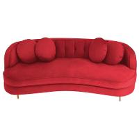 Sofá Curvo 3 Lugares Orgânico Sala Recepção Luxo Panamá 185cm Suede Vermelho - 1