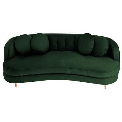 Sofá Curvo 2 Lugares Orgânico Sala Recepção Luxo Panamá 160cm Suede Verde