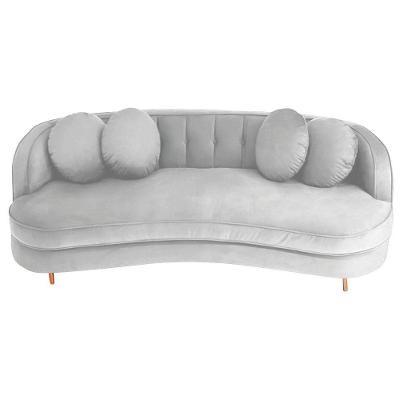 Sofá Curvo 2 Lugares Orgânico Sala Recepção Luxo Panamá 160cm Suede Branco