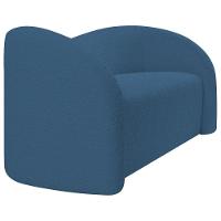 Sofá Curvo 3 Lugares Orgânico Sala Recepção Coréia 200cm Linho Azul Royal