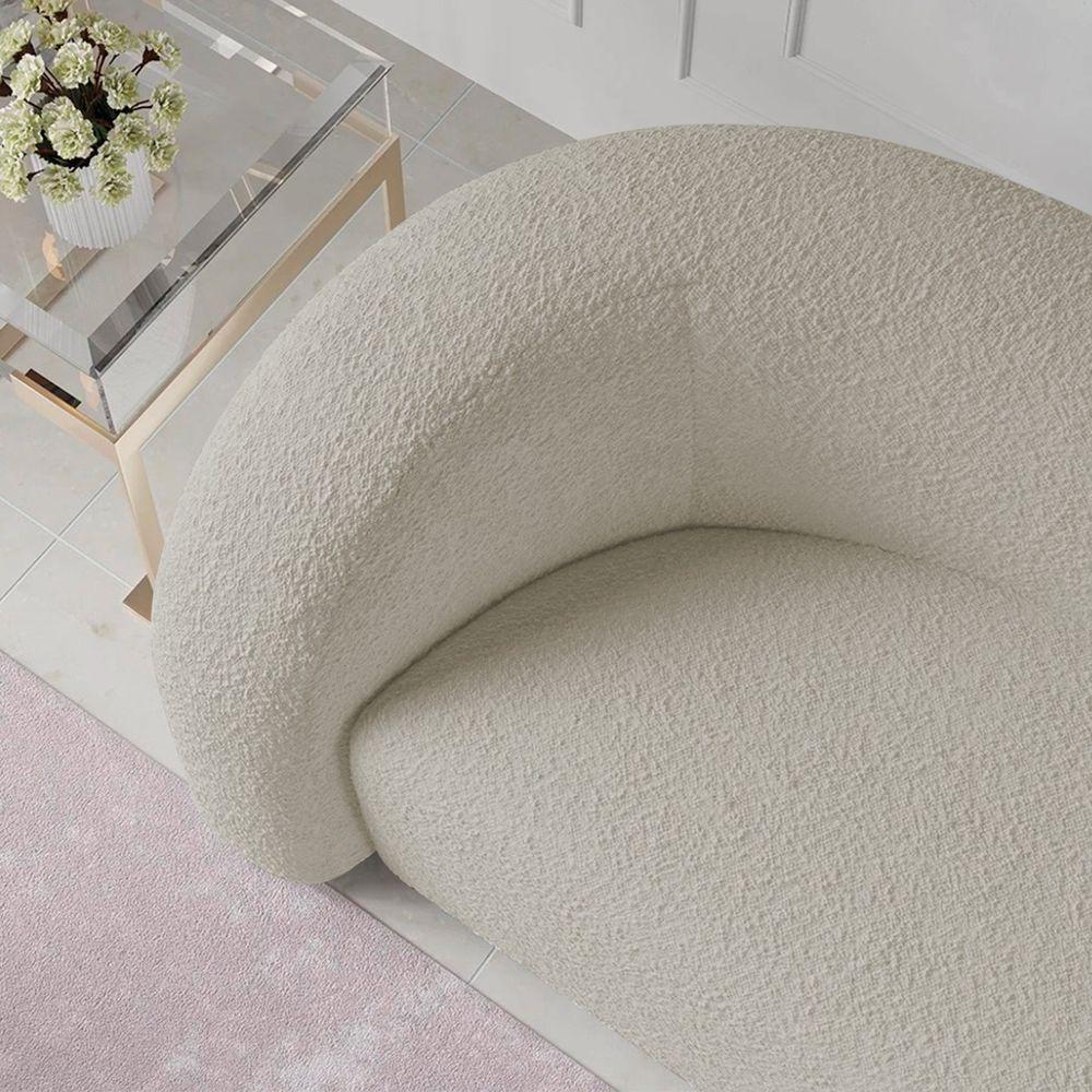 Sofá Curvo 3 Lugares Orgânico Sala Recepção Coréia 200cm Linho Bege - 2