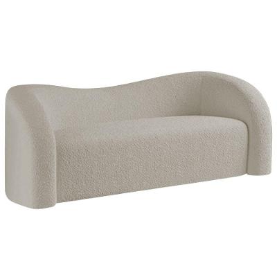 Sofá Curvo 3 Lugares Orgânico Sala Recepção Coréia 200cm Linho Bege