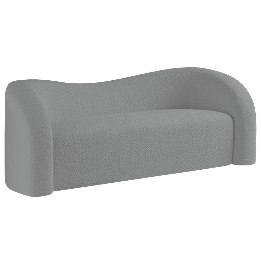 Sofá Curvo 3 Lugares Orgânico Sala Recepção Coréia 180cm Bouclé Cinza - 1