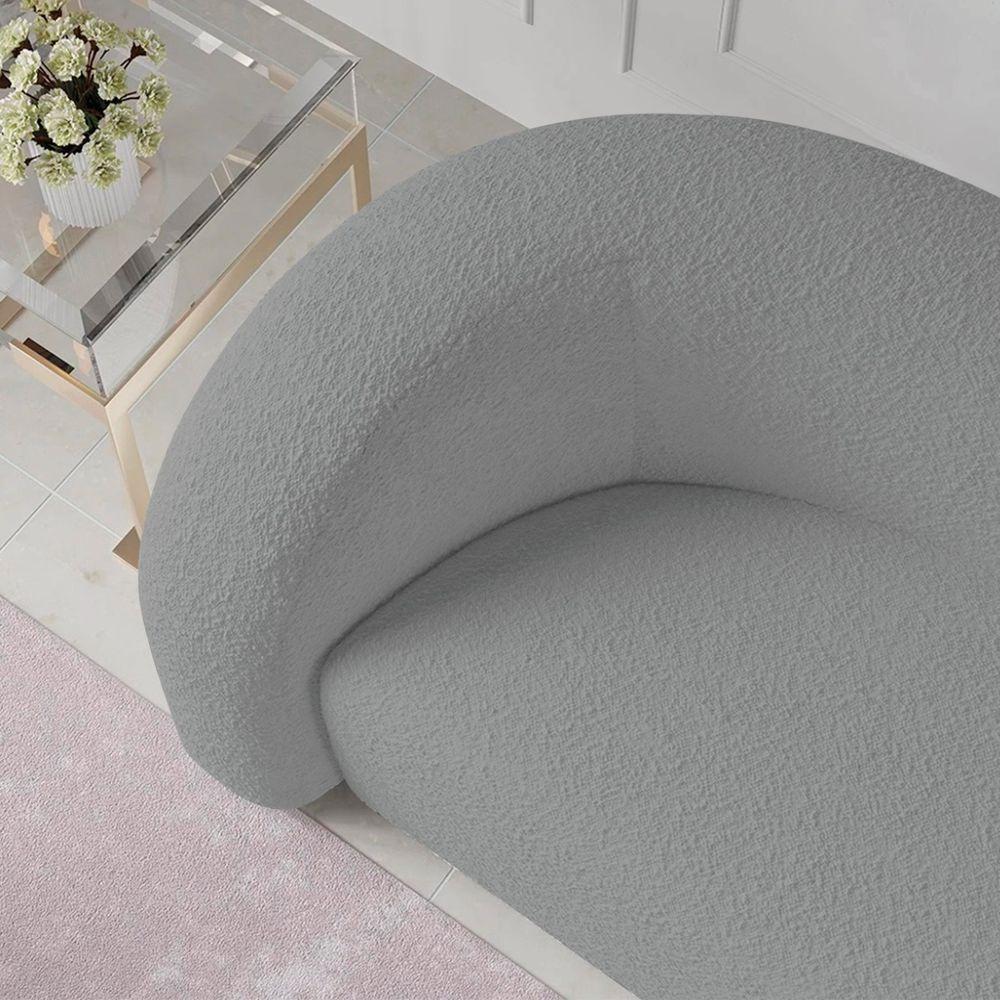 Sofá Curvo 3 Lugares Orgânico Sala Recepção Coréia 180cm Bouclé Cinza - 2