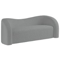 Sofá Curvo 3 Lugares Orgânico Sala Recepção Coréia 180cm Bouclé Cinza - 1