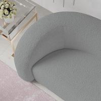 Sofá Curvo 3 Lugares Orgânico Sala Recepção Coréia 180cm Bouclé Cinza - 2