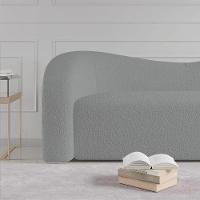 Sofá Curvo 3 Lugares Orgânico Sala Recepção Coréia 180cm Bouclé Cinza - 3