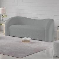 Sofá Curvo 3 Lugares Orgânico Sala Recepção Coréia 180cm Bouclé Cinza - 7
