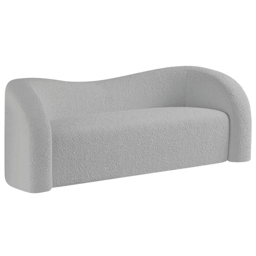 Sofá Curvo 3 Lugares Organico Sala Recepção Coréia 180cm Linho Cinza - 1