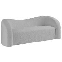 Sofá Curvo 3 Lugares Organico Sala Recepção Coréia 180cm Linho Cinza - 1