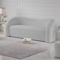 Sofá Curvo 3 Lugares Organico Sala Recepção Coréia 180cm Linho Cinza - 7