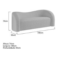 Sofá Curvo 3 Lugares Organico Sala Recepção Coréia 180cm Linho Cinza - 8