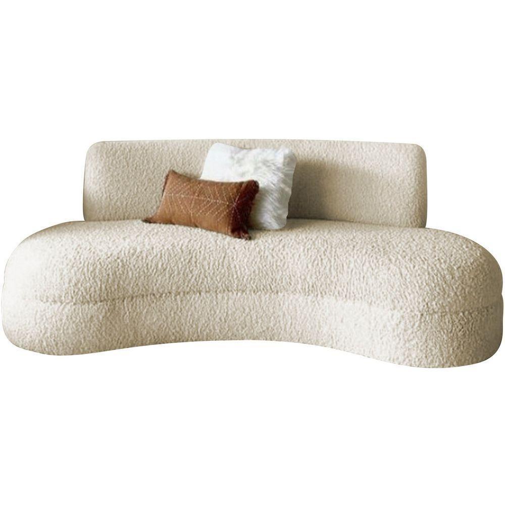 Sofá Divã Curvo Sala De Estar Maria 180 Cm Bouclé Adj Decor Bege - 1