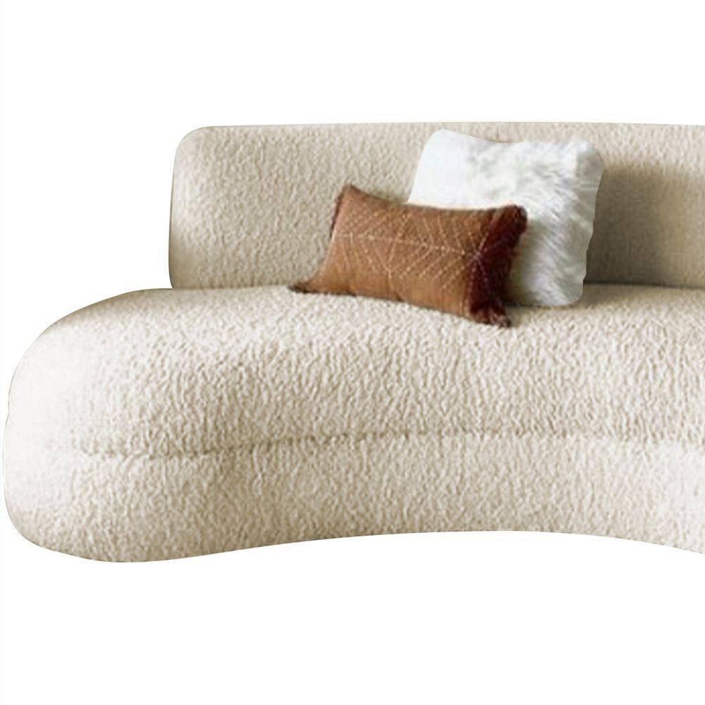 Sofá Divã Curvo Sala De Estar Maria 180 Cm Bouclé Adj Decor Bege - 7
