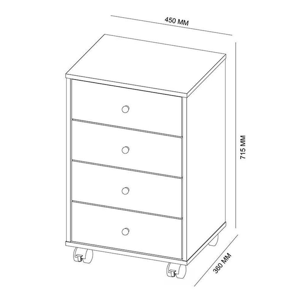 Gaveteiro 4 Gavetas Office Presence Branco Demóbile - 3