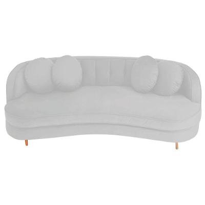 Sofá Curvo 3 Lugares Orgânico Sala Recepção Luxo Panamá 200cm Bouclé Branco